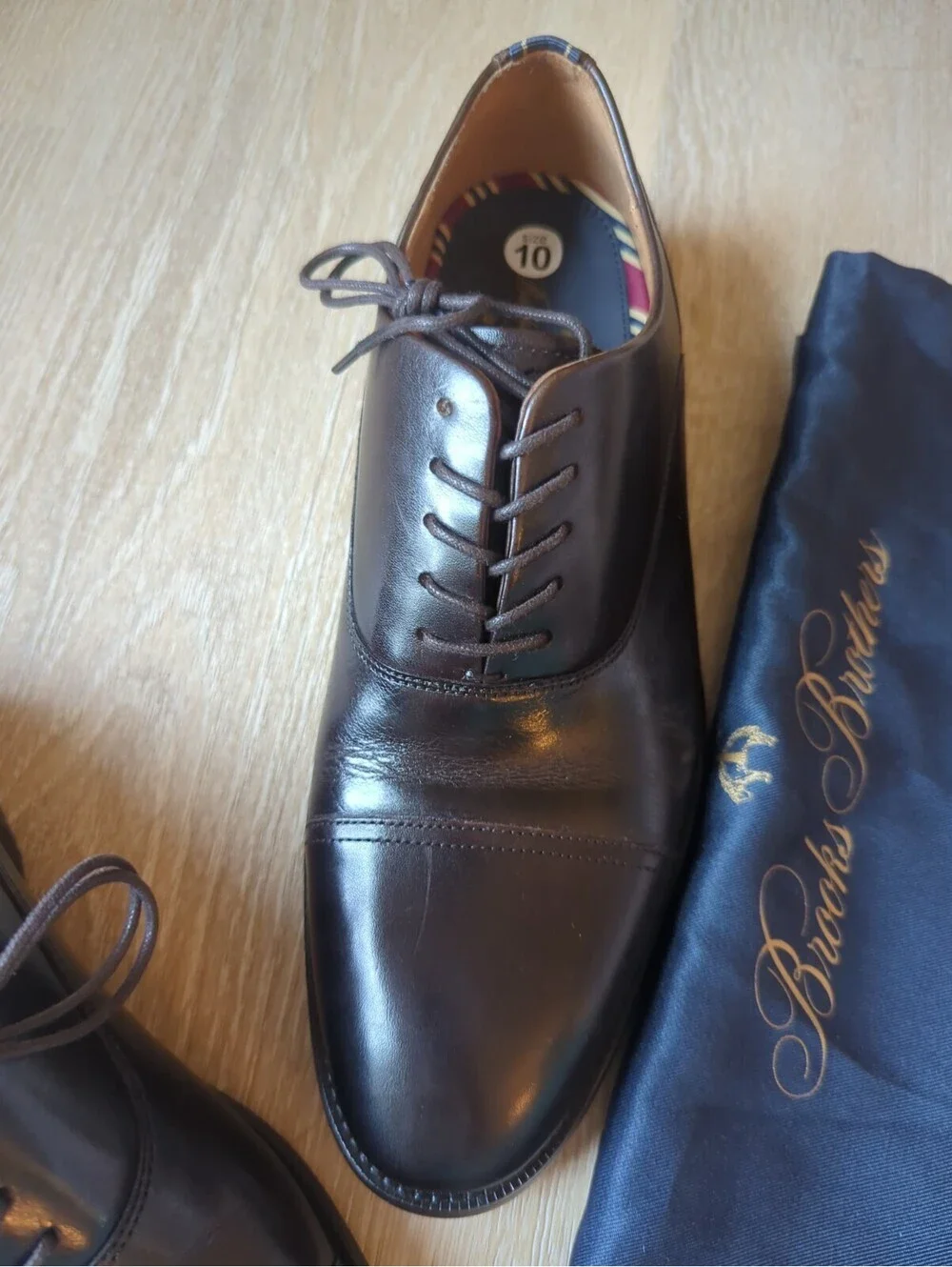 Brooks Brothers Men Dress Shoes Cassel Cap Toe Oxford Brown Ortholite 10